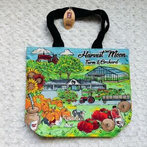 Harvest Moon Farm Orchard Canvas Reusable Large Shopper Tote Bag Art Studio NEW